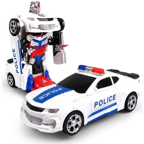 Cool Deformation Lighting Music Electronic Police Robot Cars Early Educational Toys For Baby Boys Kids Gift