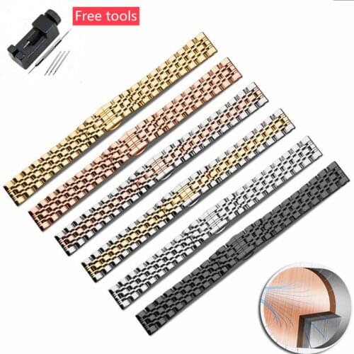 Ladys 316L Stainless Steel Watchband 14 16 18 20 22mm Smooth Deployment Buckle Bracelet For AR1908 AR11091 AR11244 Stones Watch