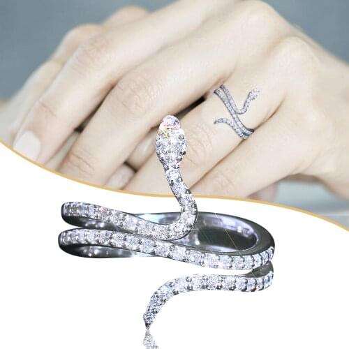 Rings Snake Shaped White Crystal Rings for Women 2021 Wedding Trend Female Jewelry Engagement Party Anillos Mujer Bague Femme