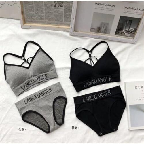 Explosion models lingerie set hot bra set wrapped chest sexy beautiful back tube top non-steel ring underwear set