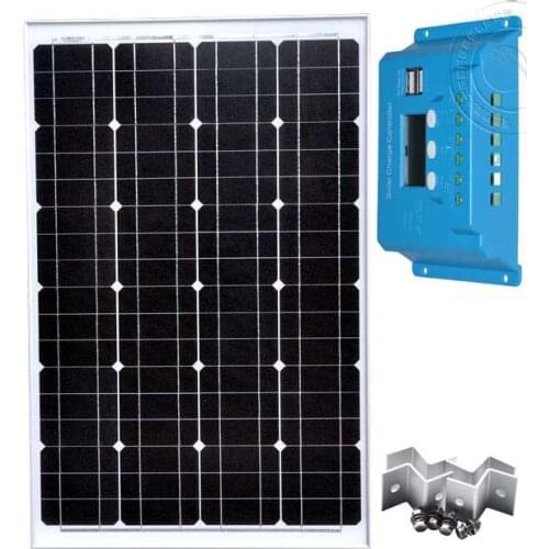 Solar Panel Kit 60w 18v Solar Battery Charger Solar PWM 12v/24v 10A Z Bracket Mount RV Boat Motorhome Caravan Car Camping Rv LED
