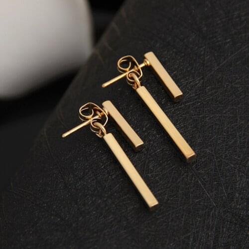Korean Fashion Copper Material T-shaped Earrings for Womens One Word Stick Earrings Minimalist Kpop Accessories Christmas Gifts