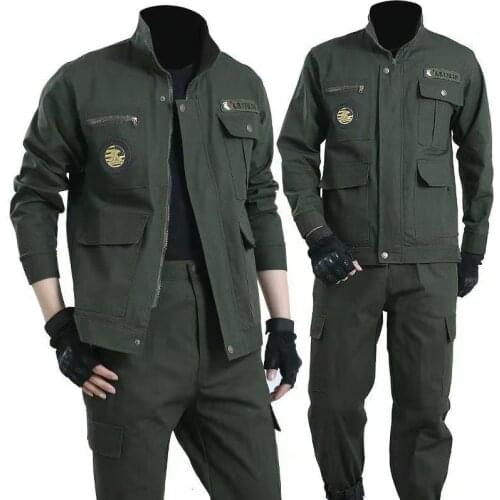 Autumn army green man suit unified military clothing men work clothes outdoors camping mountaineering wear long sleeve