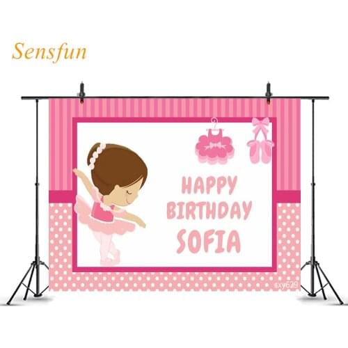 LEVOO Photography Backdrop Ballerina Baby Girl Birthday Pink Background For Photo Stoot Photo Studio Photophone Fabric Vinyl
