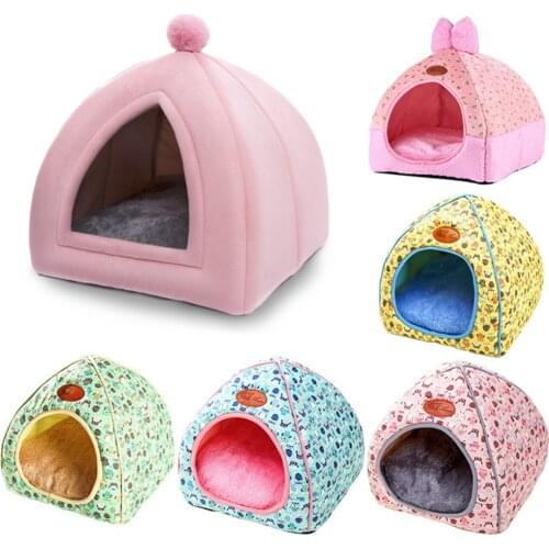 Soft Pet Beds Tent Rabbit Design Cat House with A Hole Warm Portable Removable Washable Cats Nest Litter Puppy Kennel