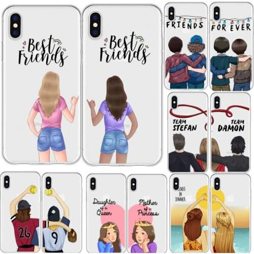 Abstract Friends Forever Soft Phone Case Coque For iPhone X XR MAX Heart Transparent Phone Cover For iPhone 8 7 Plus 5 6 Case