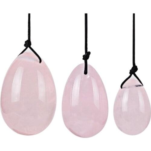 Natural Rose Quartz Yoni Egg Set Female Hygiene Product Tightening Vaginal Ben Wa Ball Women Pelvic Floor Kegel Jade Egg