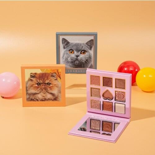New 9 Color Animal Cat Eyeshadow Pallete Long Lasting Matte Glitter Eye Shadow Waterproof not blooming Glitter Cosmetics TSLM1