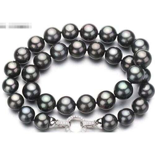 New beautiful stunning 10-11mm TAHITIAN BLACK GREEN PEARL NECKLACE 18INCH 36"earring set