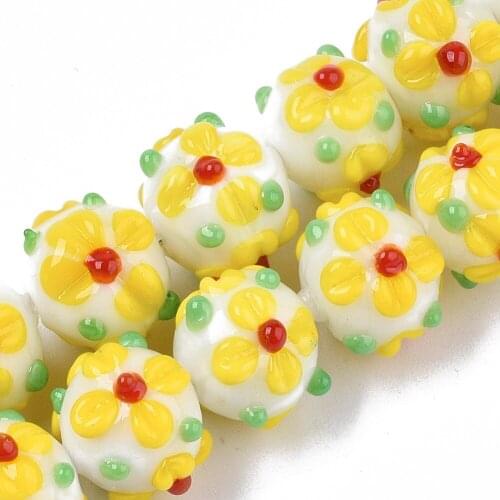 About 45pcs/strand Yellow Flower Lampwork Beads Strands For Jewelry Making Women Girl Bracelet Necklace DIY Accessories