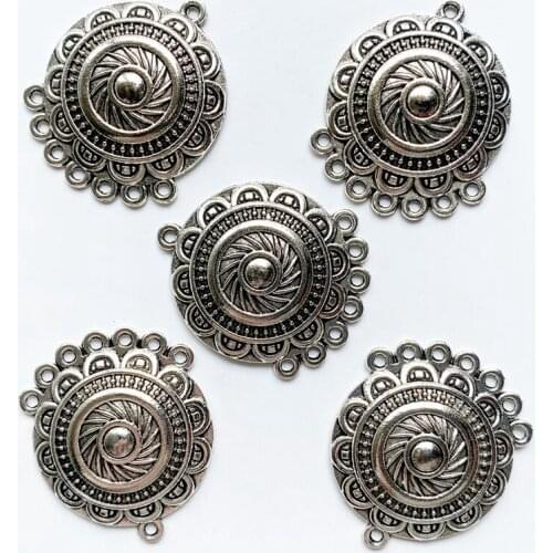 Big Alloy Totem Flower Shape Tibetan Silver Charms for Jewelry Making Necklace Charms Diy Jewelry Findings Earrings Accessories
