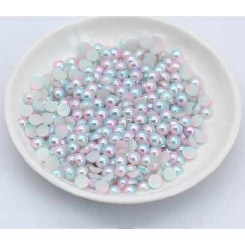 3/4/5/6/8mm Pink Colorful Half Round Imitation Pearls Flatback Scrapbook Beads DIY For Garment/Phone Case/Nail Making 1