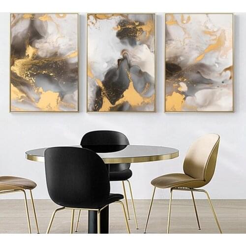 Modern Abstract Golden Black Marble Pattern Canvas Painting Wall Art Poster Print Wallpaper Living Room Bedroom Decoration