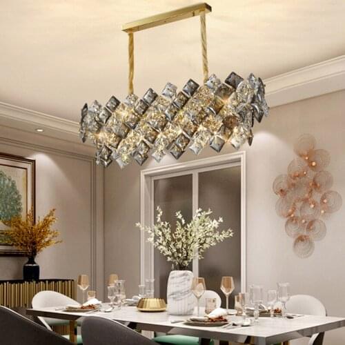 Modern Crystal Chandelier For Dining Room Luxury Home Decor Hanging Light Fixture Kitchen Island Led Cristal Oval Lamps