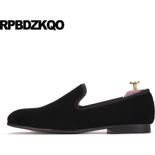 Smoking Slippers Suede Velvet Casual Shoes Men Loafers 11 47 Party Custom Runway Black Big Size Slip On Luxury Burgundy Brand