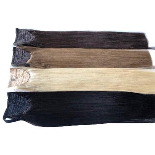 Toysww Wrap Around Ponytail Human Hair 100g Russian Virgin Hair Straight Clip In Ponytail Extensions For Women