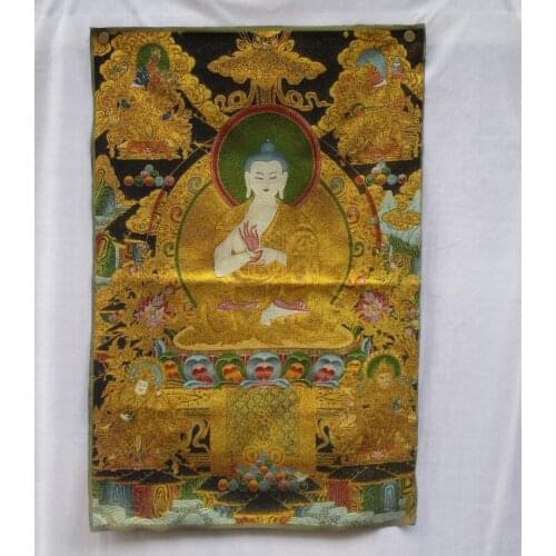 Collectible Traditional Tibetan Buddhism in Nepal Thangka of Buddha paintings ,Big size Buddhism silk brocade painting p002716