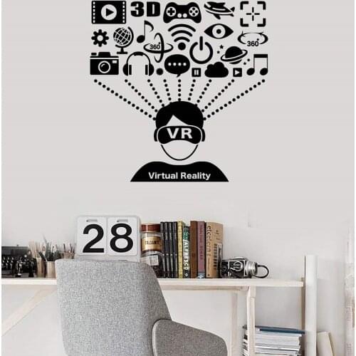 Vinyl wall decals virtual reality VR headset user player player art sticker murals, game hall internet cafe decoration 3580