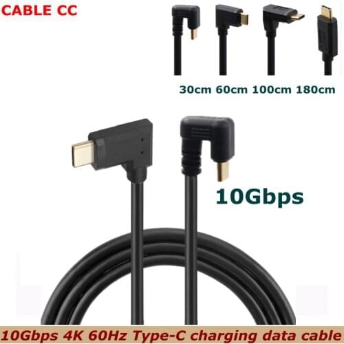 10Gbps High Speed USB 3.1 4K 60Hz 10Gbps Type-C Male to Male Cable for Mobile Phone Computer Display U-Shaped Elbow Car Adapter