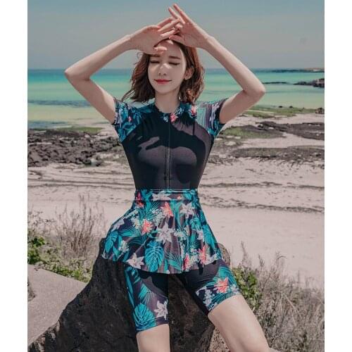 Sexy Rash Guards Women Swimsuit Swimwear Women Long Sleeve Three Piece Print Style Long Pant Maillot De Bian
