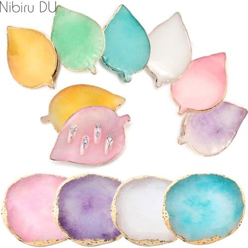 1PCS Practice Nail Art Plate Tips Display Board Natural Resin Stone Nail Art Palette Varnish Color Showing Shelf Manicure Tool