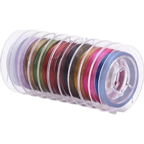 10Rolls 0.38mm Tiger Tail Beading Wire Steel Mixed Color Jewelry Findings for DIY Bracelet Necklace Craft Finding about 10m/roll