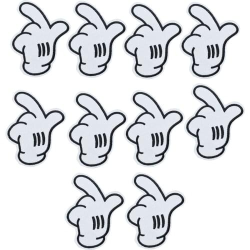 10pcs white finger embroidered patches for clothing iron on patches for clothes badges clothes iron-on patches for jeans