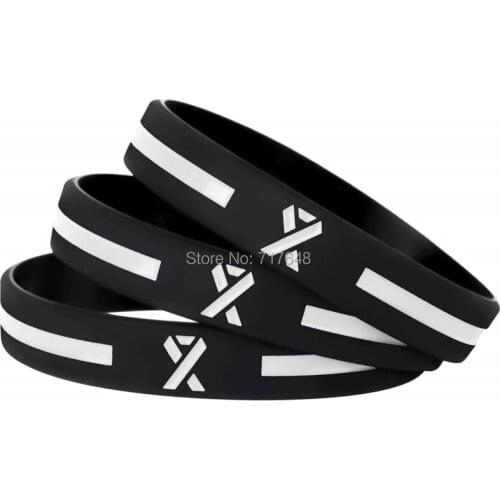 100pcs White Awareness Ribbon wristband silicone bracelets free shipping by ePacket A