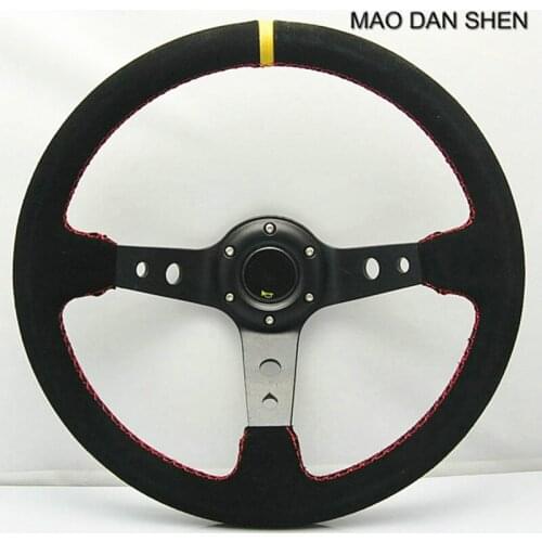 14inch 350mm Suede Leather Deep Dish Corn Drifting Steering Wheel / General Steering Wheel car styling Volante