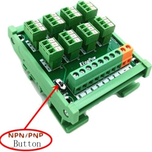 8 Way Proximity Switch 3 Line and 8 Channel PLC Sensor Terminals NPN/PNP Compatible Acquisition Card DIN Rail Mount Connector