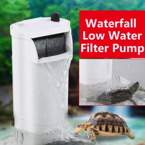 Aquarium Low Water Filter Pump Turtle Fish Tank Hanging Aerator Waterfall Water Circulation for Fish Turtle Reptile Terrariums