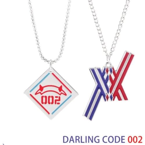 Anime DARLING in the FRANXX Zero Two 02 CODE: 002 Logo Emblem Alloy Pendant Necklace Keychain Keyring Key Chain Cosplay Jewelry