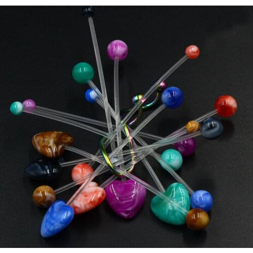 CHUANCI 5pcs Flexible Bioplast Round&Heart Shape Belly Button Navel Ring for Pregnant Woman 14g Body Piercing Jewelry