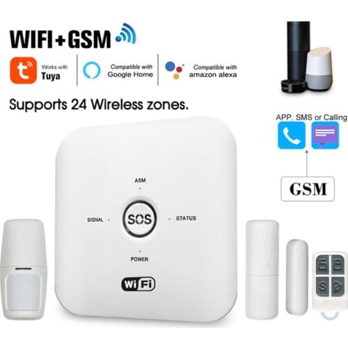 Tuya WIFI GSM Home Security Alarm System PIR Remote Controlled Burglar Burglar Motion Sensor Detector Work With Alexa Google