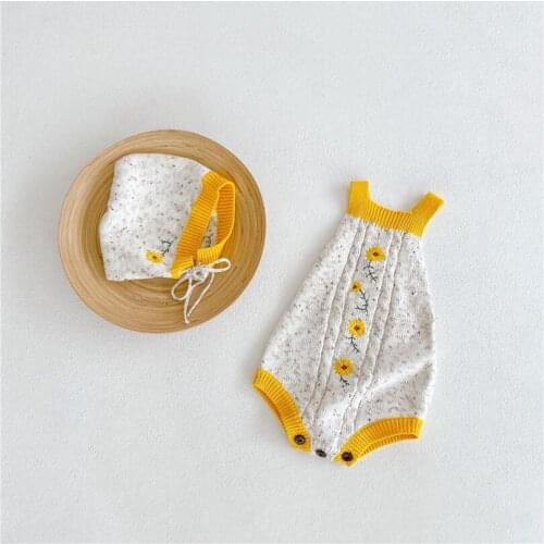 Baby Knitted Romper Newborn Baby Girl Boy Romper Clothes Embroidery Flower Infant Baby Jumpsuit Playsuit Toddler Baby Overalls