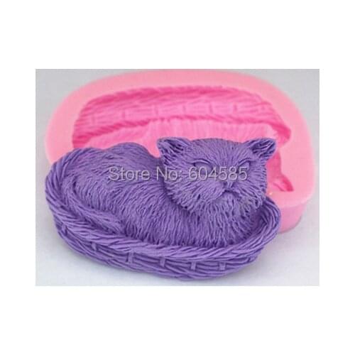 Cat fondant cake molds soap chocolate mould for the kitchen baking FM079