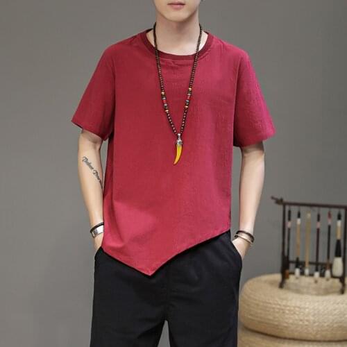 Summer Mens Cotton Linen Top Tees Fashion black white T-shirt plus size streetwear Casual Short Sleeve Tee Shirt 6XL 7XL 8XL