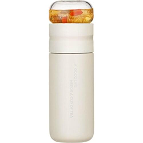 Insulated Cup with Filter Stainless Steel Tea Bottle Cup with Glass Infuser Separates Tea and Water 300ML FU