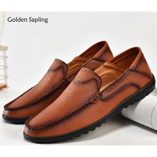 Golden Sapling Classic Men Loafers Fashion Driving Shoes Lightweight Mens Casual Shoes Slip on Leisure Flats Retro Formal Shoes
