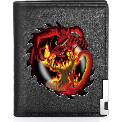 High Quality Cool Dangerous Dragon Wallet Black Leather Purse Men Women Credit Card Holder Short Male Slim Coin Money Bags