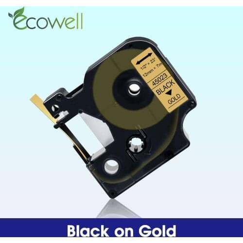 Ecowell 12mm*7m 45023 Ribbon Cassette Compatible d1 label tape Black on Gold for Dymo LabelPoint 300 350 200 LabelManage 160 280