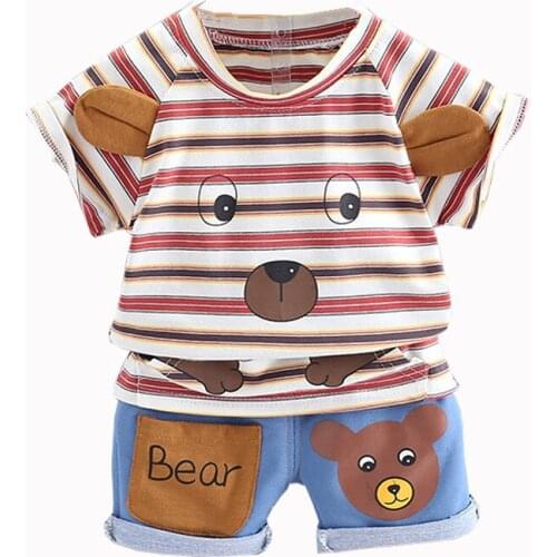 Summer Children Out Clothes Baby Boy Short sleeve T Shirt+ Denim shorts 2Pcs/sets Infant Outfit Kids Clothing Toddler Tracksuit