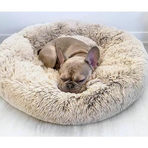 Dropship Faux Fur Dog Beds Orthopedic Donut Cat Pet Bed for Dropship Cama Perro Dogs - Self Warming Indoor Round Pillow Cuddler