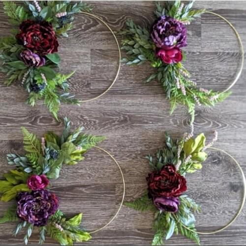 10-40cm Iron Gold Metal Ring hoop wedding decoration Artificial rose Flowers Vine Garland Baby Shower Wedding Bride wall hanging