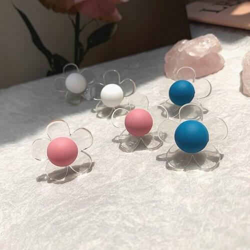 Fashion Elegant Transparent Big Flower Earring Qualitied Stud Earrings For Women Girls Daily Jewelry Best Gifts Party Earring