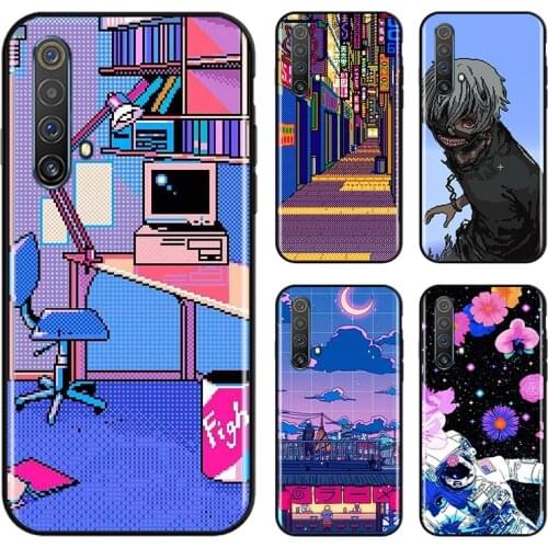 Retro trend pixel world For OPPO Find X3 X2 K5 K3 R17 R15 R9S F19 F15 F11 F9 F7 F5 Neo lite Pro Black Soft Phone Case