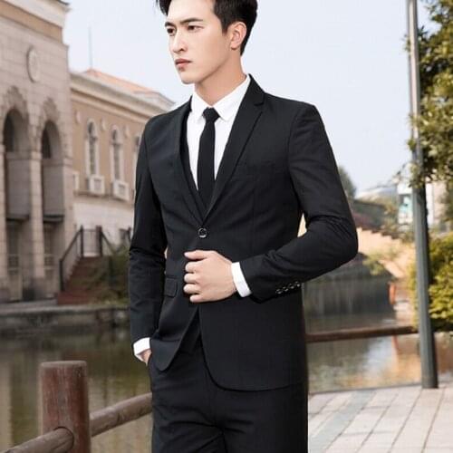 Men Suits 2 Pieces Jacket Pants Business Uniform Office Suit Wedding Groom Tuexdo Slim Fit Casual Formal Asian Size Mens Sets