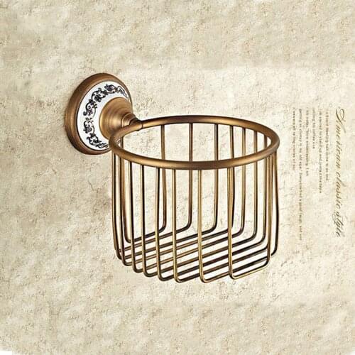 Wall Mounted Antique Brass Finish Bathroom Accessories Toilet Paper Holder bathroom sets ceramic printing toilet roll holder