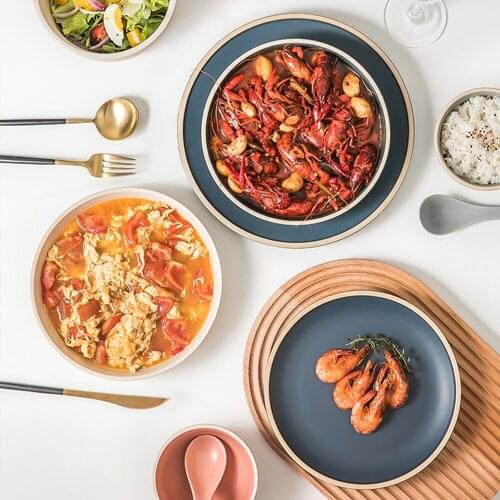 Pure Color Matte Ceramic Plate For Chinese Japanese Food Non-slip Plate For Microwave Dishwasher Kitchen Tableware 8 10 Inch