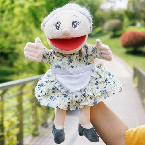 Plush toy old man stuffed doll cartoon family grandfather grandmother father mother baby placate hand puppet bed story